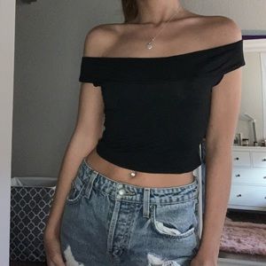Basic Black Off The Shoulder Boohoo Top
